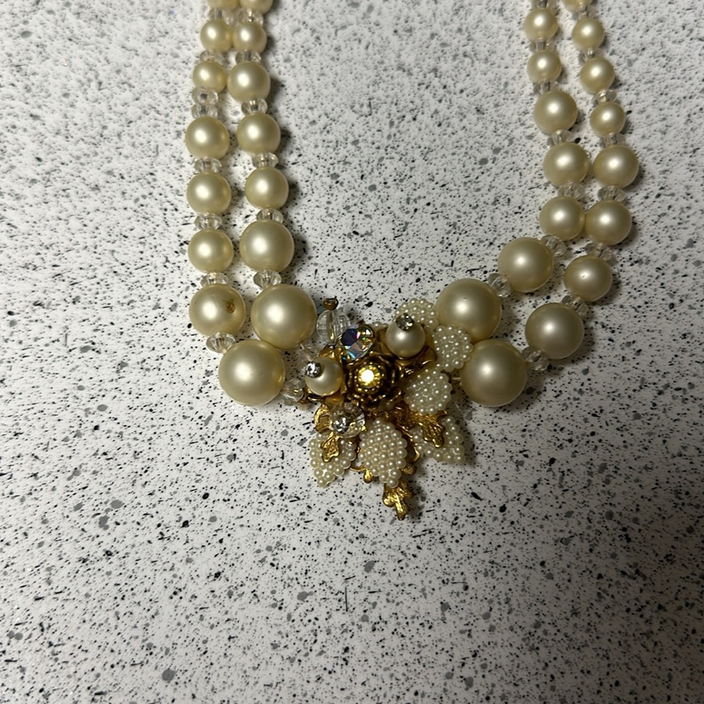 Mid-century stunning Vintage De Mario pearl and filigree necklace - Picture 6 of 8